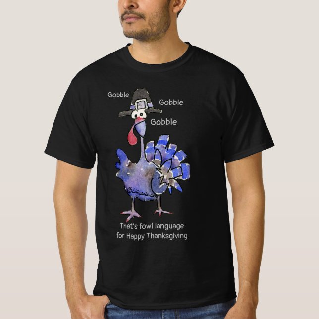 Funny Blue Turkey Gobble Dark T Shirt (Vorderseite)