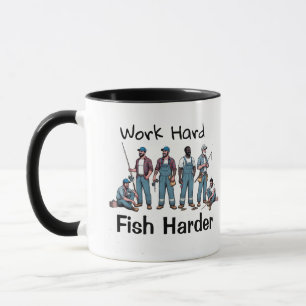 FUNNY Blue/White ''FISH HARDER'' Tasse
