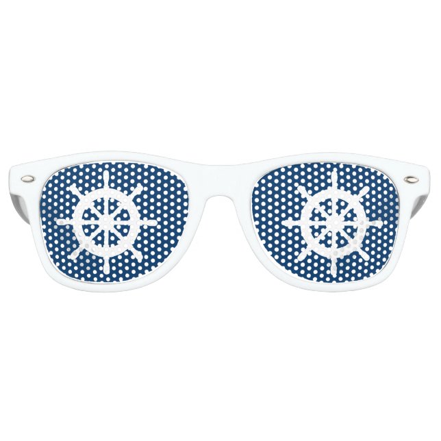 Funny blue white nauship wheel Party Shades Partybrille (Vorderseite)