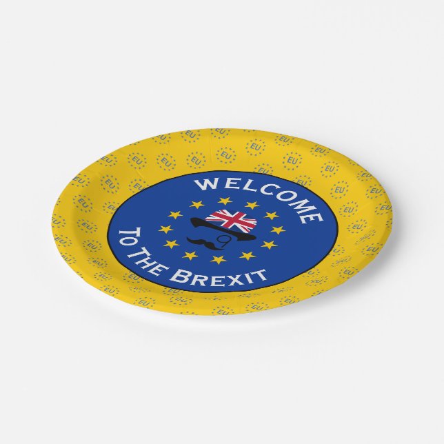 Funny Blue Yellow European Gewerkschaft Brexit Vec Pappteller (Schrägansicht)