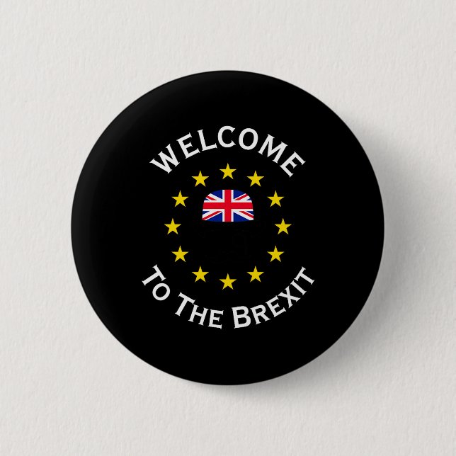 Funny Blue Yellow European Union Welcome To Brexit Button (Vorderseite)