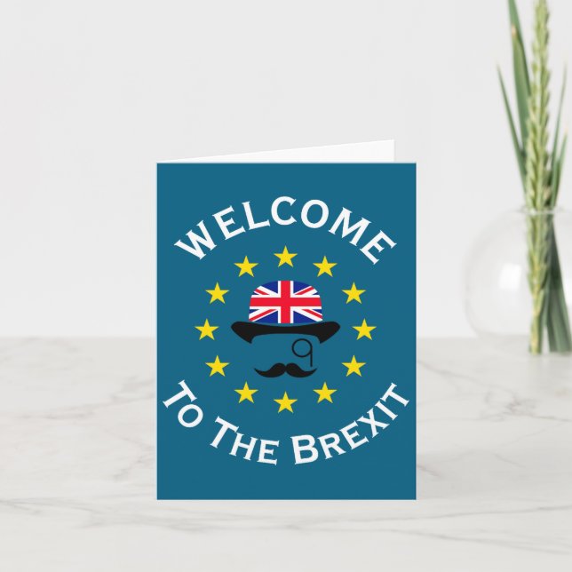 Funny Blue Yellow European Union Welcome To Brexit Karte (Vorderseite)