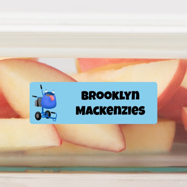 Funny Blue Zementmischer Cartoon personalisiert Etiketten (Befestigt)