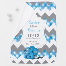 Funny Blue Zickzack Elefant Babydecke