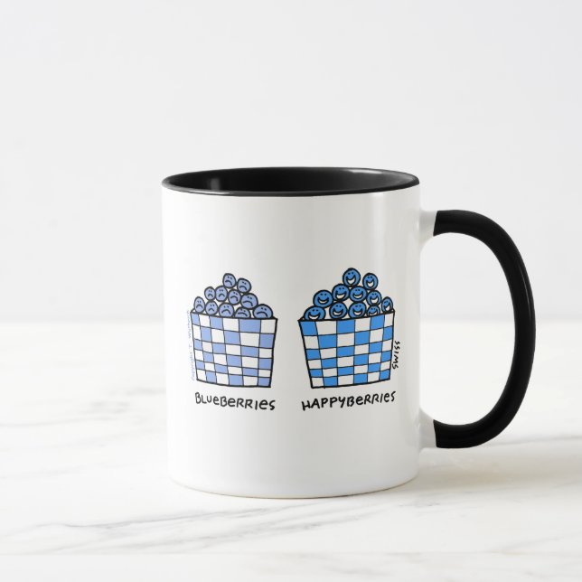 Funny Blueberries Happyberries Happy Blues Cartoon Tasse (Rechts)