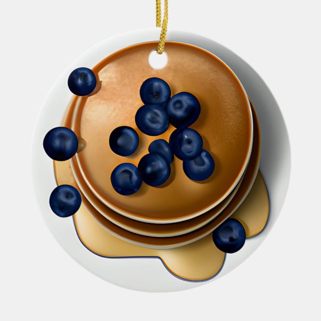 Funny Blueberry Pancakes mit Syrup Pup Weihnachten Keramik Ornament (Vorne)