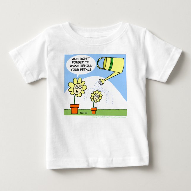 Funny Blume Cartoon Baby Bathtime T-shirt (Vorderseite)