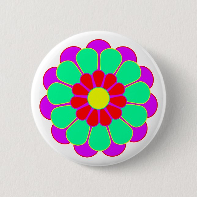 Funny Blume Power Bloom I Button (Vorderseite)