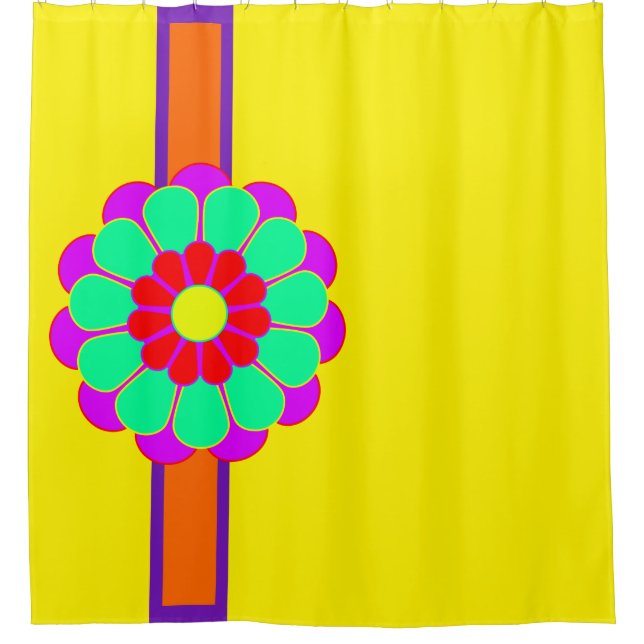 Funny Blume Power Bloom I + Ihr Backgr. Idee Duschvorhang (Vorderseite)