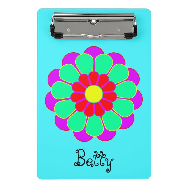 Funny Blume Power Bloom I + Ihr Backgr. Idee Mini Klemmbrett (Vorderseite)