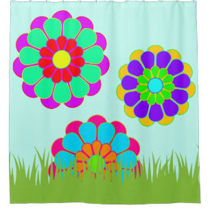 Funny Blume Power Bloom I II III + Ihre Idee Duschvorhang