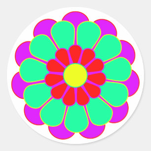 Funny Blume Power Bloom I Runder Aufkleber