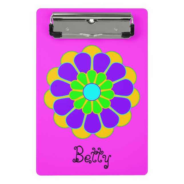 Funny Blume Power Bloom II + Ihr Backgr. Idee Mini Klemmbrett (Vorderseite)
