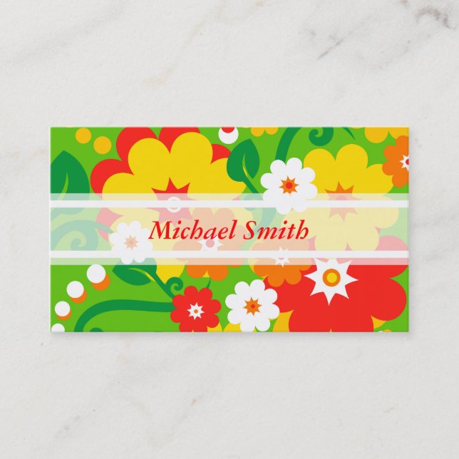 Funny Blume Power Wallpaper + Ihr Text Visitenkarte (Vorderseite)