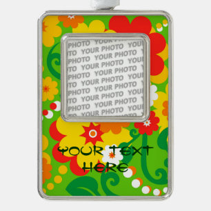 Funny Blume Power Wallpaper Rahmen-Ornament Silber