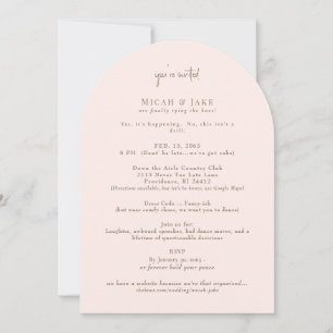 Funny Blush & Gold Ungewöhnliche Hochzeitseinladun Einladung