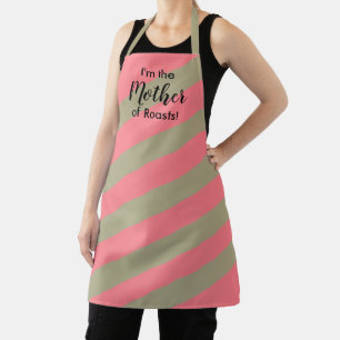 Funny Blush Pink und Sage Green Strichen Schürze