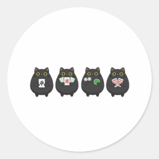 Funny Board Game Night , Mahjong Black Cat Runder Aufkleber