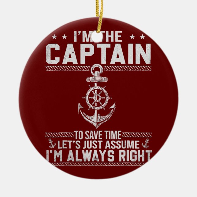 Funny Boat Captain Pontoon Captain Vater Papa Men Keramik Ornament (Vorne)