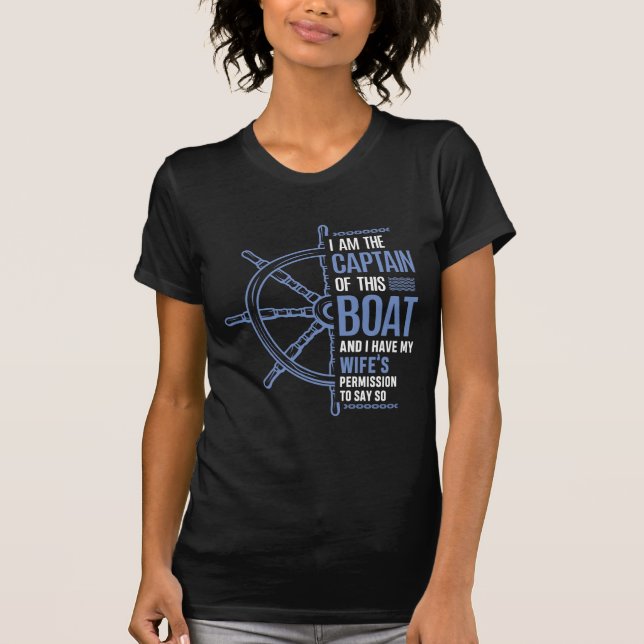  Funny Boat Kapitän Husband Wifes Erlaubnis T-Shirt (Vorderseite)