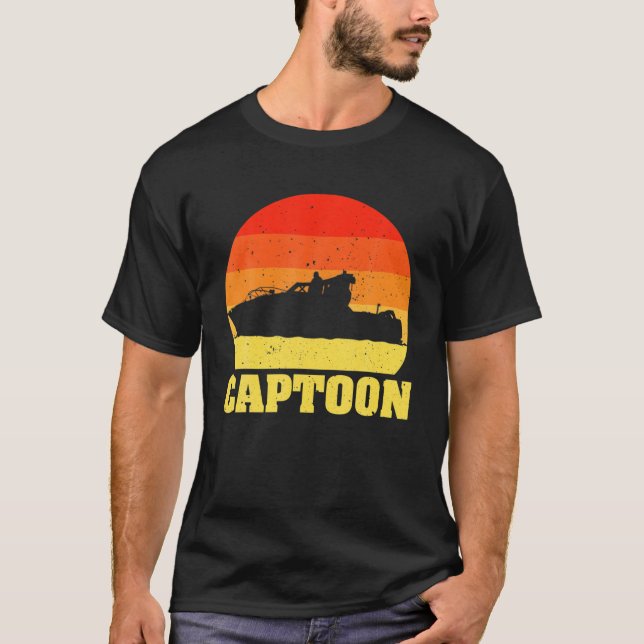 Funny Boating Captoon Pontoon Tritoon Captain Pont T-Shirt (Vorderseite)