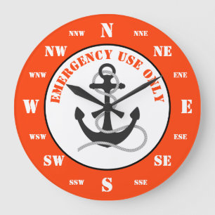 Funny Boats Rettungsring Große Wanduhr