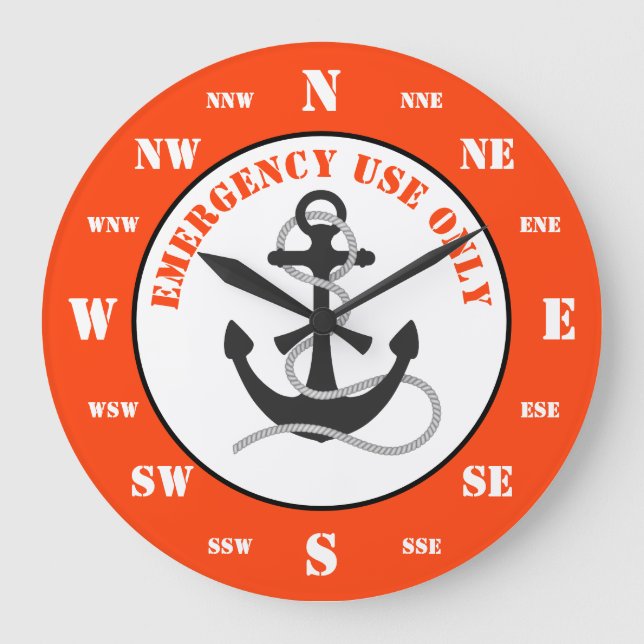 Funny Boats Rettungsring Große Wanduhr (Vorderseite)