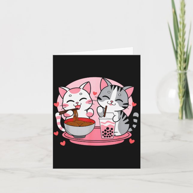 Funny Boba Ramen Cats Kawaii Anime Japan Cute Neko Karte (Vorderseite)