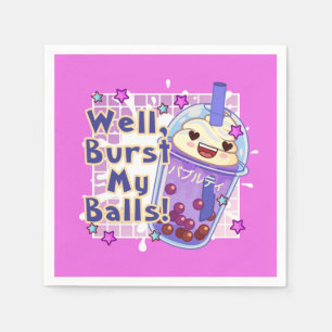 FUNNY BOBA TEA WELL BURST MEIN BALLS DECOUPAGE PAP SERVIETTE