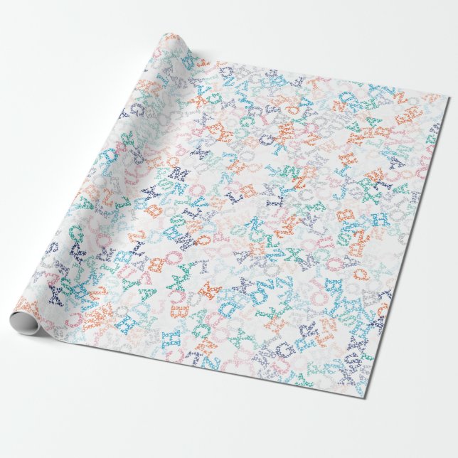 Funny Bobble Cartoon Letter Pattern Geschenkpapier (Ungerollt)