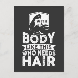 Funny Bodybuilder No Hair Bald Head Athlete Postkarte