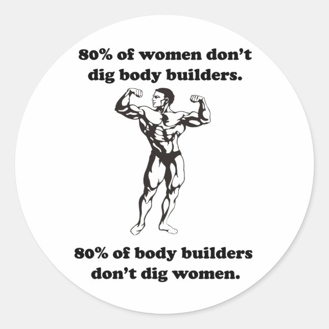 Funny Bodybuilder Shirt Runder Aufkleber (Vorderseite)