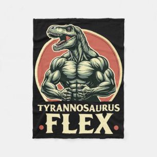 Funny Bodybuilder Tyrannosaurus Flex Gym T-rex Din Fleecedecke
