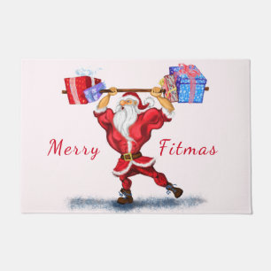 Funny Bodybuilder Weihnachtsmann mit Weihnachtsges Fußmatte