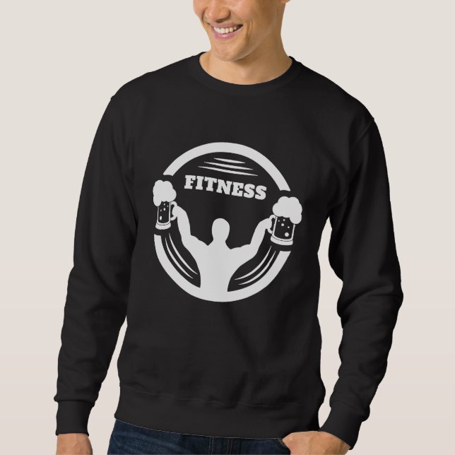 Funny bodybuilder with beer in the hand weightlift sweatshirt (Vorderseite)