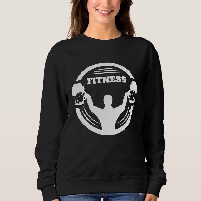 Funny bodybuilder with beer in the hand weightlift sweatshirt (Vorderseite)