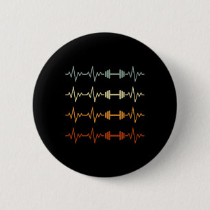 Funny Bodybuilding Heartbeat Gym Weightlift Bod Button