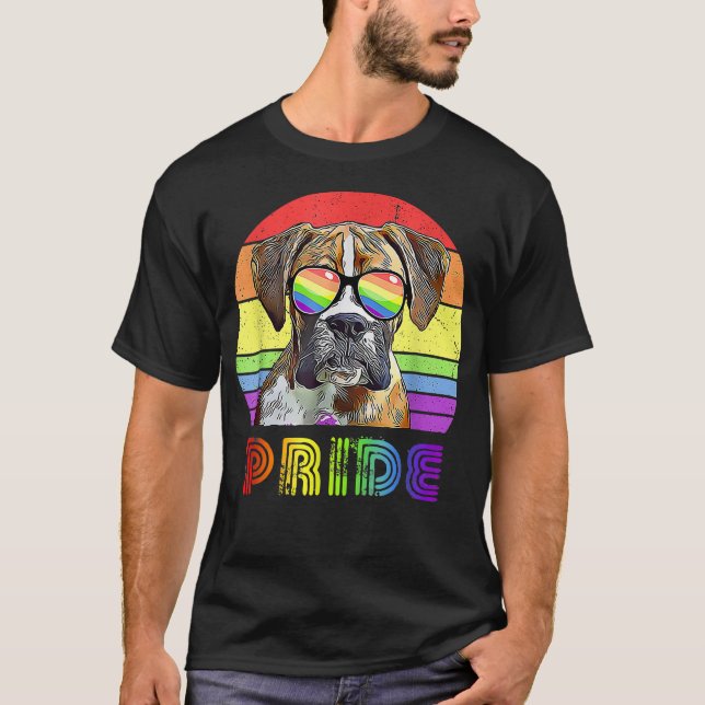 Funny Boer Dog Rainbow Sunglasses LGBT Gay Lesbian T-Shirt (Vorderseite)