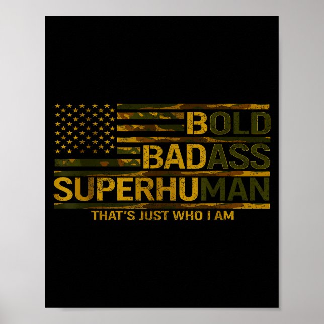 Funny Bold Bad Superhuman Fathers Day Gag Gift Gra Poster (Vorne)