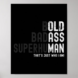 Funny Bold Bad Superhuman Old Man Vater Grandpa Fa Poster