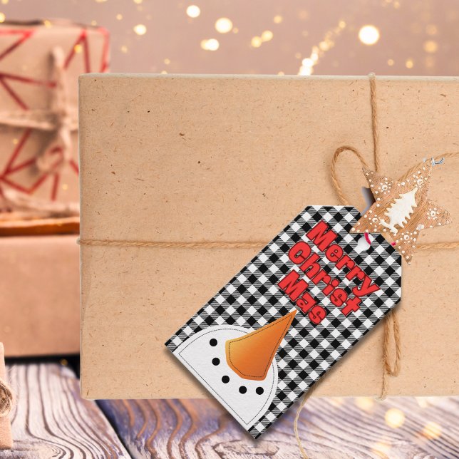 Funny Bold Snowman Frohe Weihnachten Rustikales La Geschenkanhänger (Von Creator hochgeladen)