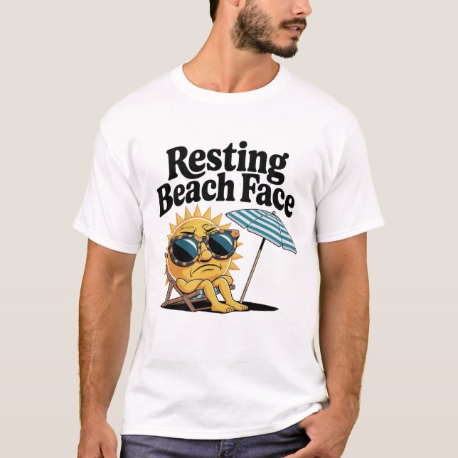 Funny Bold White Restruving Beach Face Sommer T-Shirt (Vorderseite)