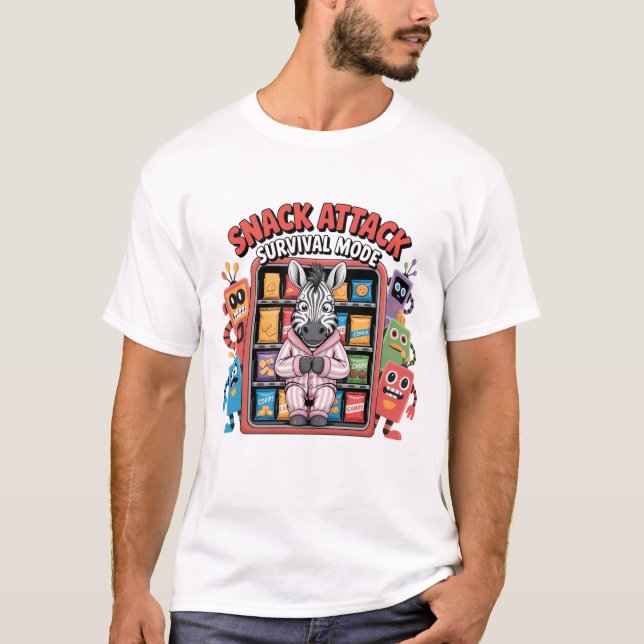 Funny Bold Zebra Pajamas Vending Machine T-Shirt (Vorderseite)