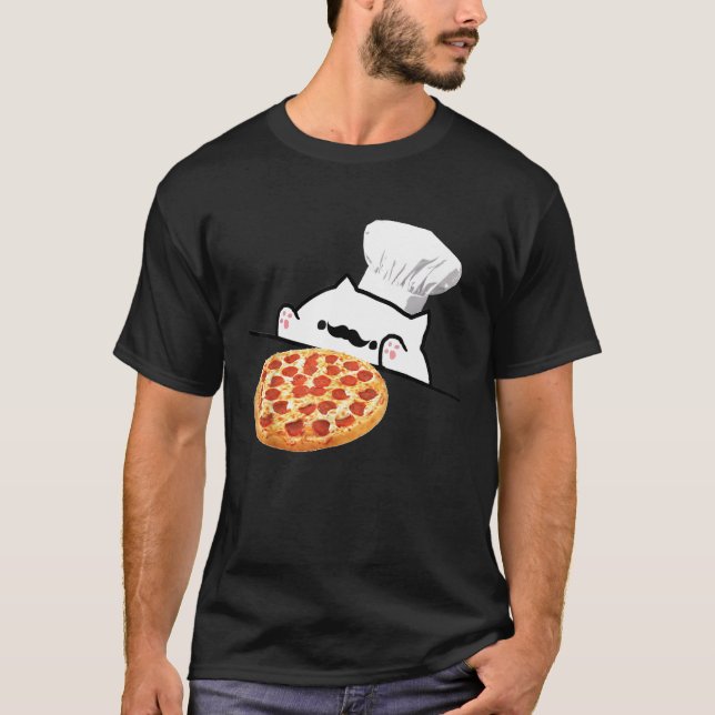 Funny Bongo Cat Pizza Koch Dank Memes T-Shirt (Vorderseite)