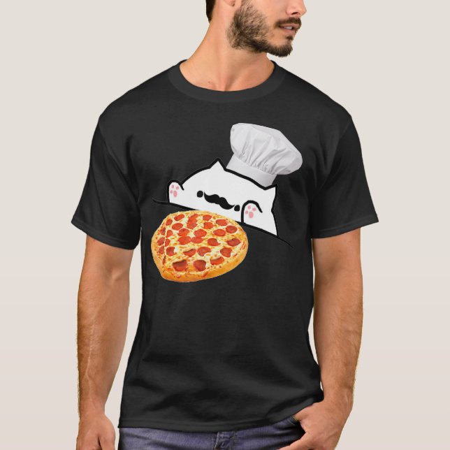 Funny Bongo Cat Pizza Koch Dank Memes T-Shirt (Vorderseite)