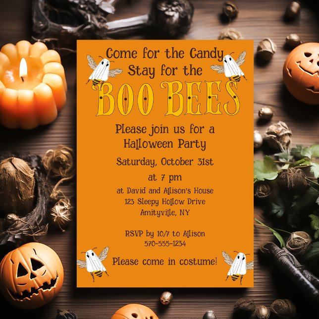 Funny Boo Bees Halloween Party Invitation Einladung (Von Creator hochgeladen)