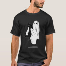 Funny Boo Ghost Holding Black Cat Halloween Spooky