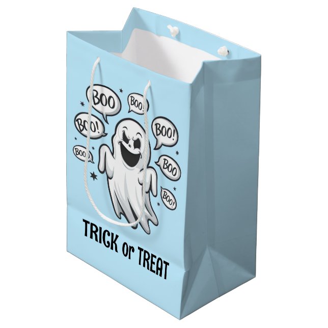 Funny Boo Ghost Mittlere Geschenktüte (Vorderseite Schrägansicht)