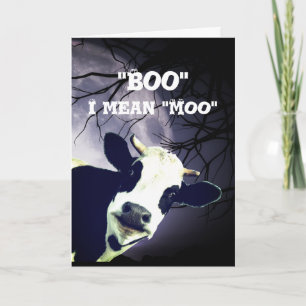 Funny Boo I gemein Moo Cow Moon Halloween Karte