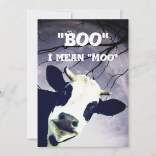 Funny Boo I gemein Moo Cow Moon Halloween-Party Einladung